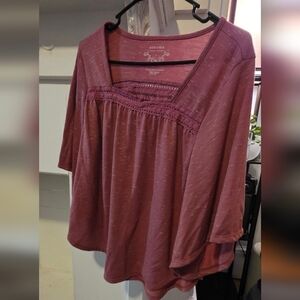 Sonoma Women's Dusty Purple Blouse with Lace Detail